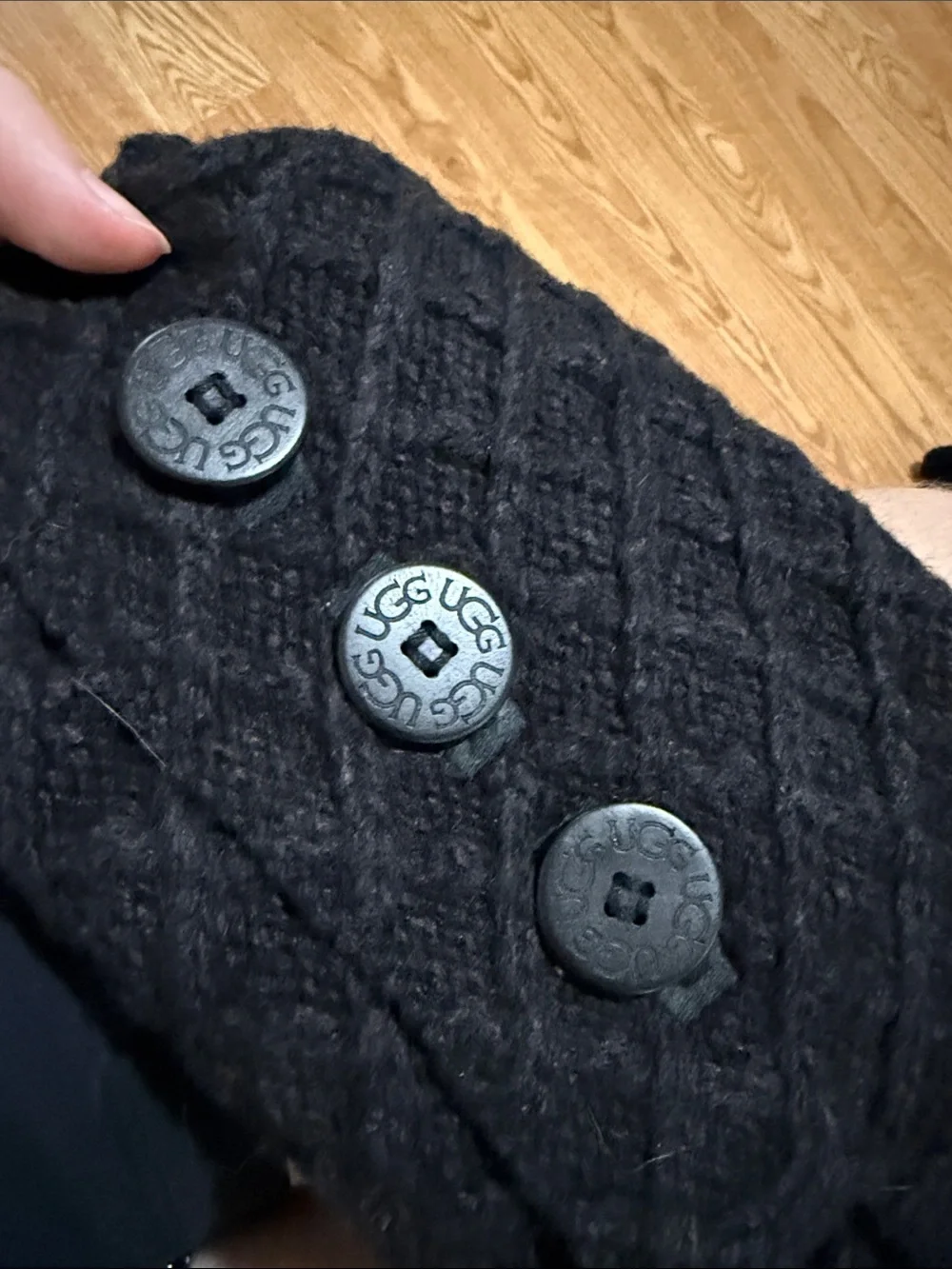 UGG 100% Wool Black Over-the-Knee Knit Button Boots for Women